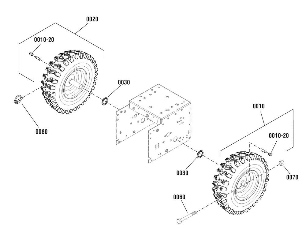 Wheels And Tires Group Diagram and Parts List for 1696155-00-924MD 2012 Briggs and Stratton Snow Blower